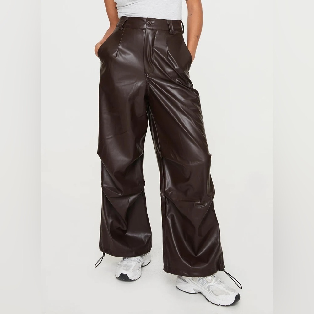NWT Princess Polly ORNELLA FAUX LEATHER PANTS BROWN​